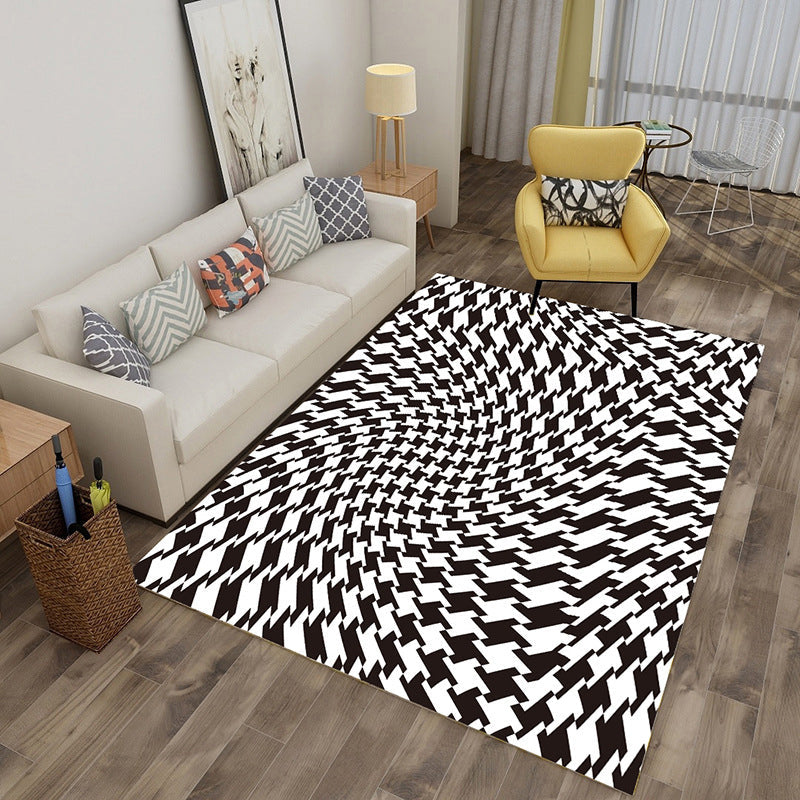 Lisslune | Enchanting Multicolor Novelty Carpet Synthetic Twist Checker 3D Illusion Rug Machine Washable Pet Friendly Non-Slip Rug for Room