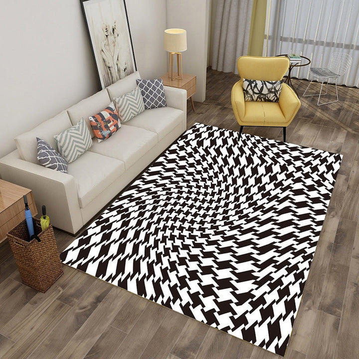 Lisslune | Enchanting Multicolor Novelty Carpet Synthetic Twist Checker 3D Illusion Rug Machine Washable Pet Friendly Non-Slip Rug for Room