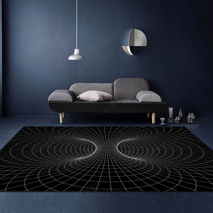 Lisslune | Unusual Visual Deception Rug Black and White Modern Area Rug Polypropylene Pet Friendly Machine Washable Non-Slip Rug for Home Deco