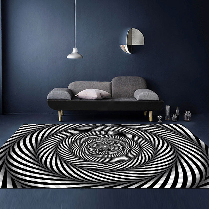 Lisslune | Unusual Visual Deception Rug Black and White Modern Area Rug Polypropylene Pet Friendly Machine Washable Non-Slip Rug for Home Deco