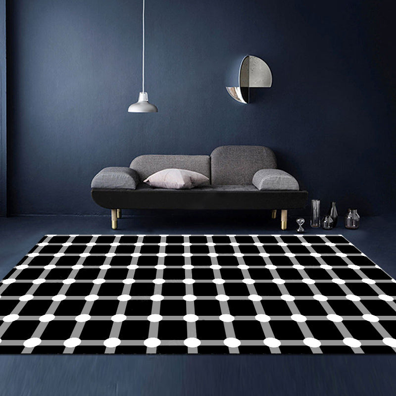 Lisslune | Unusual Visual Deception Rug Black and White Modern Area Rug Polypropylene Pet Friendly Machine Washable Non-Slip Rug for Home Deco