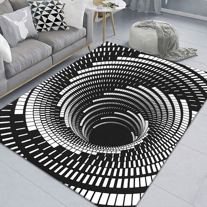 Lisslune | Modern Brain Deception 3D Carpet Black Synthetic Area Rug Machine Washable Stain Resistant Non-Slip Rug for Living Room