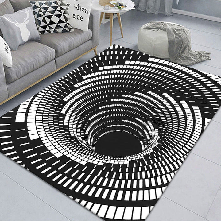 Lisslune | Modern Brain Deception 3D Carpet Black Synthetic Area Rug Machine Washable Stain Resistant Non-Slip Rug for Living Room