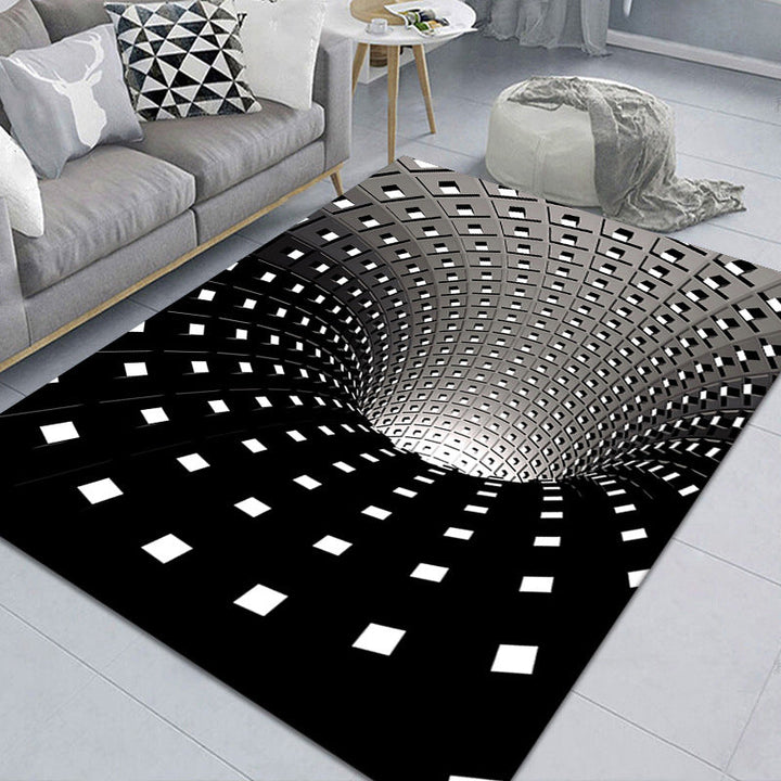Lisslune | Modern Brain Deception 3D Carpet Black Synthetic Area Rug Machine Washable Stain Resistant Non-Slip Rug for Living Room