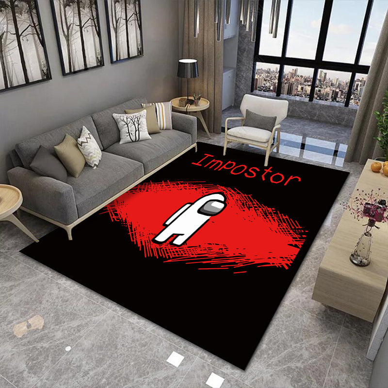 Lisslune | Modern Brain Deception 3D Carpet Black Synthetic Area Rug Machine Washable Stain Resistant Non-Slip Rug for Living Room