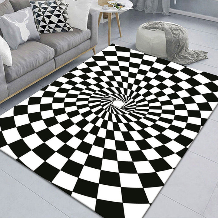 Lisslune | Modern Brain Deception 3D Carpet Black Synthetic Area Rug Machine Washable Stain Resistant Non-Slip Rug for Living Room
