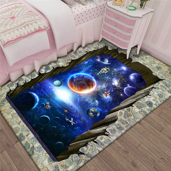 Lisslune | Modern Brain Deception 3D Carpet Black Synthetic Area Rug Machine Washable Stain Resistant Non-Slip Rug for Living Room