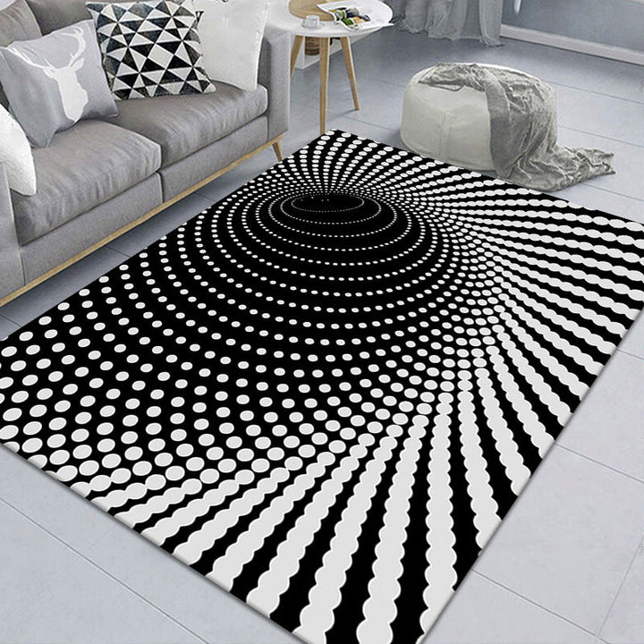 Lisslune | Modern Brain Deception 3D Carpet Black Synthetic Area Rug Machine Washable Stain Resistant Non-Slip Rug for Living Room