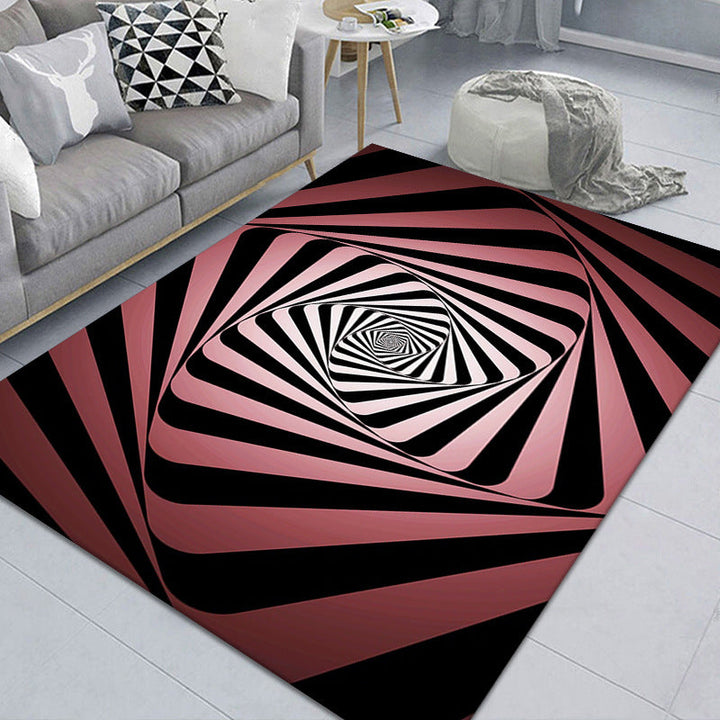 Lisslune | Modern Brain Deception 3D Carpet Black Synthetic Area Rug Machine Washable Stain Resistant Non-Slip Rug for Living Room