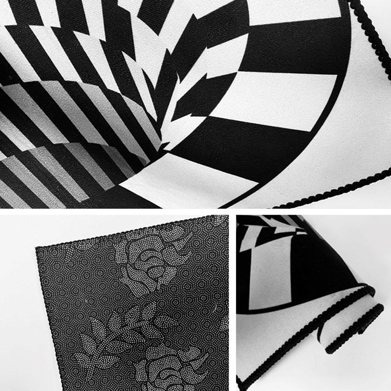 Lisslune | Interesting Novelty Dress Black-White 3D Illusion Checkered Fleece Stain-Resistant Pet-Friendly Anti-Slip Background Rug for Bedroom