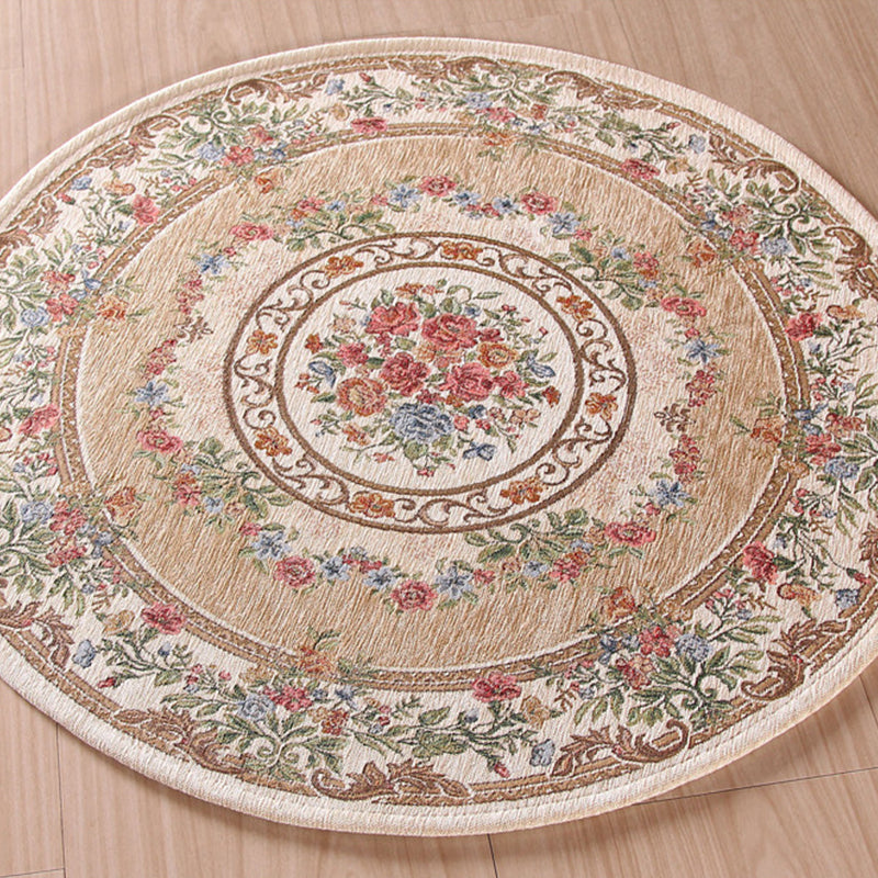 Lisslune | Nostalgia Multicolored Peony Rug Polypropylene Antique Rug Pet Friendly Non-Slip Back Stain Resistant Rug for Large Rooms