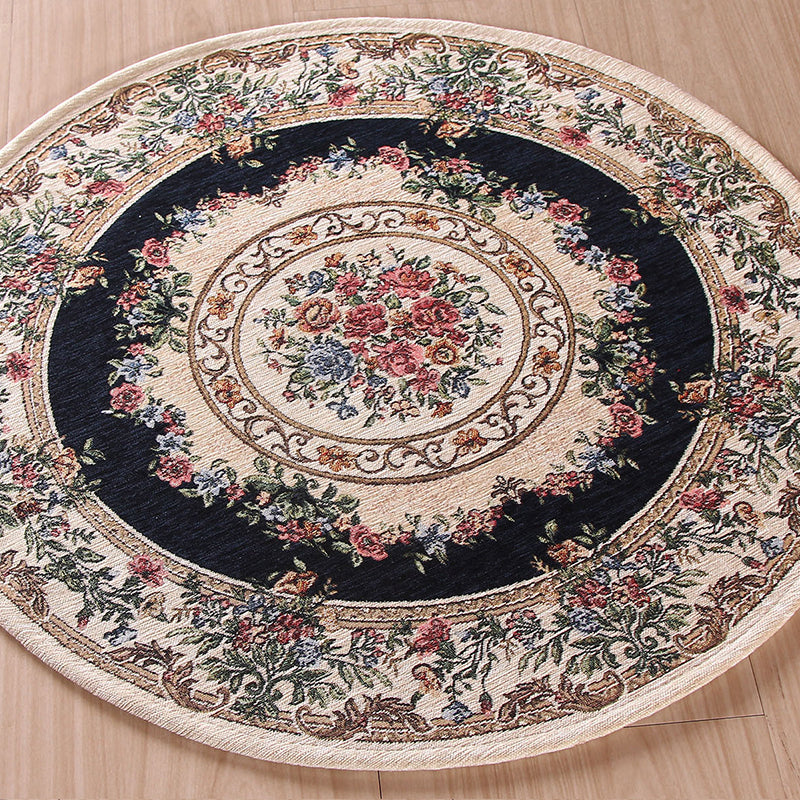 Lisslune | Nostalgia Multicolored Peony Rug Polypropylene Antique Rug Pet Friendly Non-Slip Back Stain Resistant Rug for Large Rooms