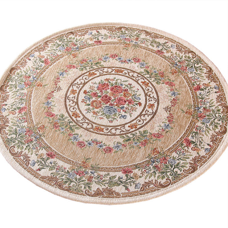 Lisslune | Nostalgia Multicolored Peony Rug Polypropylene Antique Rug Pet Friendly Non-Slip Back Stain Resistant Rug for Large Rooms