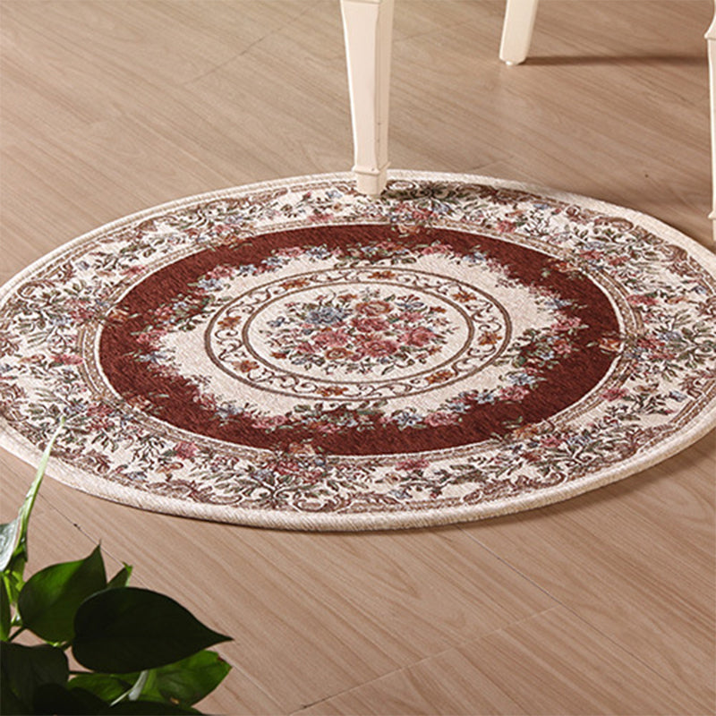 Lisslune | Nostalgia Multicolored Peony Rug Polypropylene Antique Rug Pet Friendly Non-Slip Back Stain Resistant Rug for Large Rooms