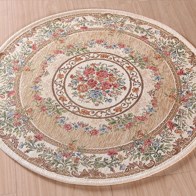 Lisslune | Nostalgia Multicolored Peony Rug Polypropylene Antique Rug Pet Friendly Non-Slip Back Stain Resistant Rug for Large Rooms