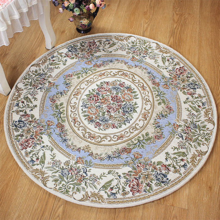 Lisslune | Victorian style Jacquard carpet Multicolored cotton rug pet-friendly non-slip back rug for dining room