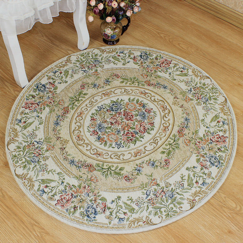 Lisslune | Victorian style Jacquard carpet Multicolored cotton rug pet-friendly non-slip back rug for dining room