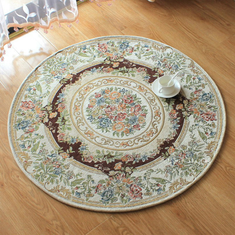 Lisslune | Victorian style Jacquard carpet Multicolored cotton rug pet-friendly non-slip back rug for dining room