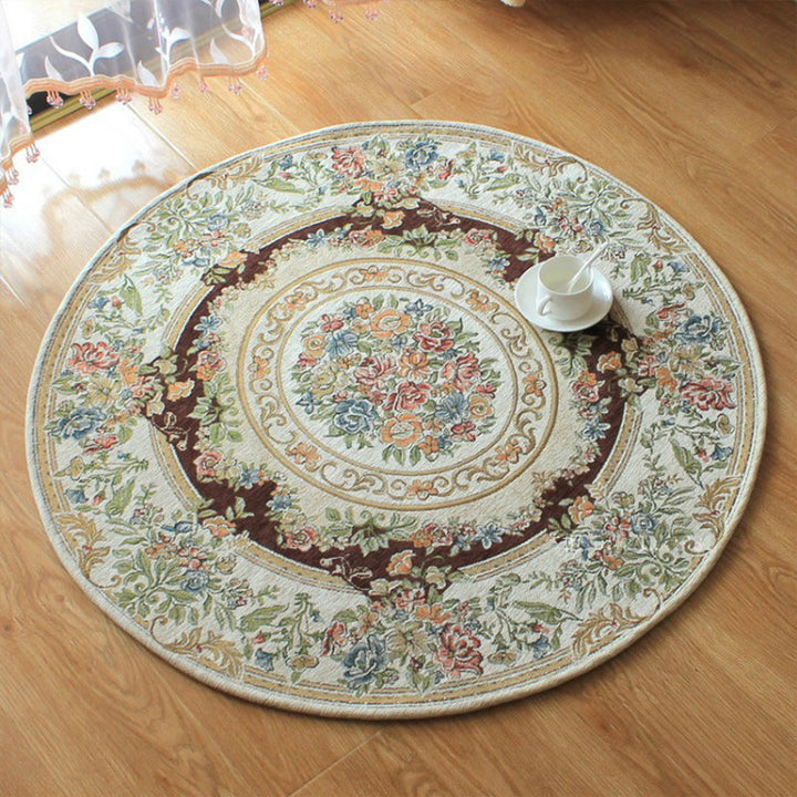 Lisslune | Victorian style Jacquard carpet Multicolored cotton rug pet-friendly non-slip back rug for dining room