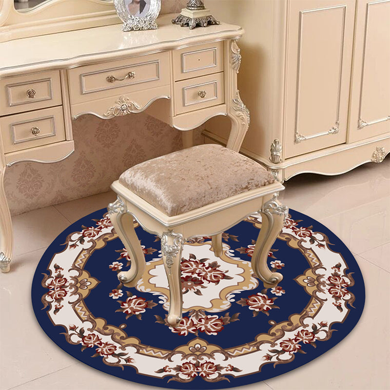 Lisslune | Victorian Bedroom Carpet Multicolored Peony Carpet Polyester Stain Resistant Washable Non-Slip Carpet