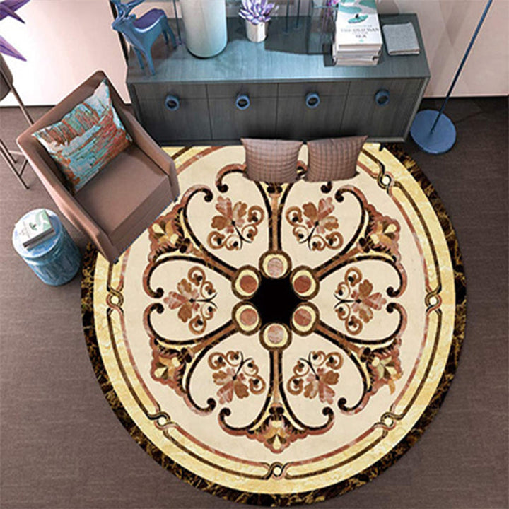 Lisslune | Victorian Bedroom Carpet Multicolored Peony Carpet Polyester Stain Resistant Washable Non-Slip Carpet