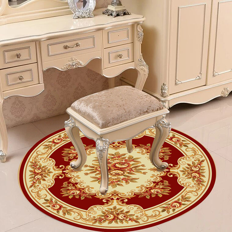 Lisslune | Victorian Bedroom Carpet Multicolored Peony Carpet Polyester Stain Resistant Washable Non-Slip Carpet