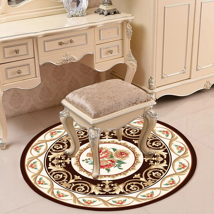 Lisslune | Victorian Bedroom Carpet Multicolored Peony Carpet Polyester Stain Resistant Washable Non-Slip Carpet