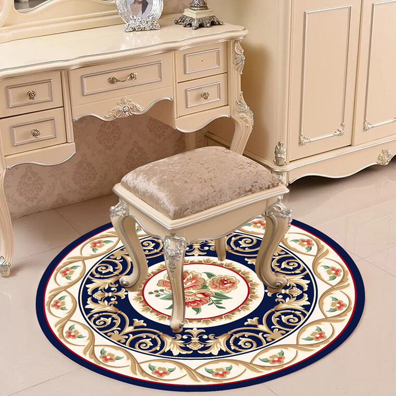 Lisslune | Victorian Bedroom Carpet Multicolored Peony Carpet Polyester Stain Resistant Washable Non-Slip Carpet