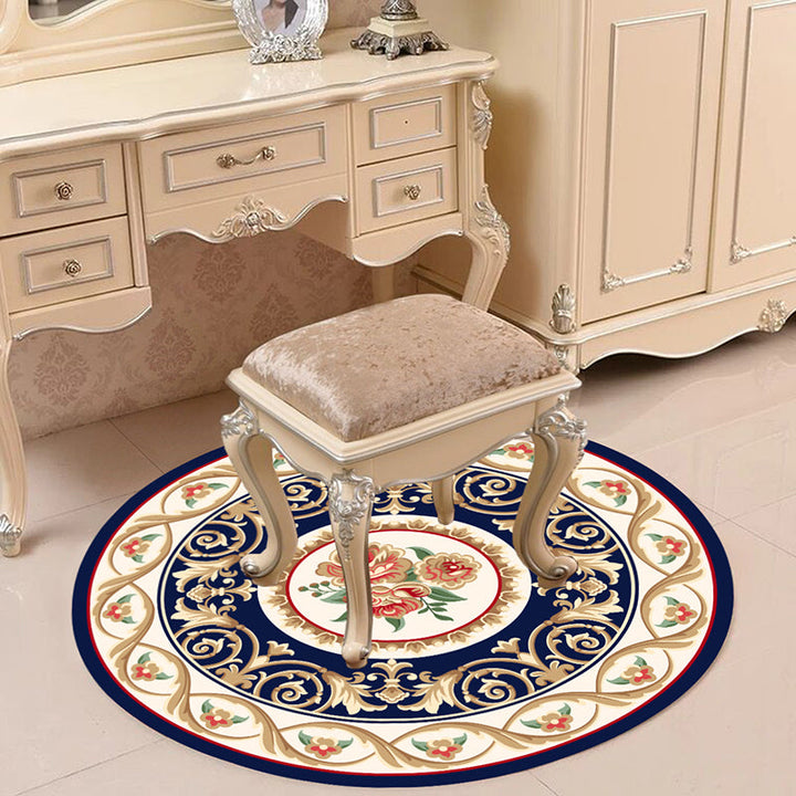 Lisslune | Victorian Bedroom Carpet Multicolored Peony Carpet Polyester Stain Resistant Washable Non-Slip Carpet