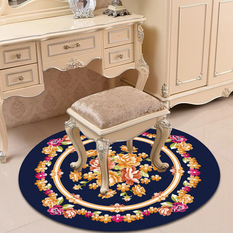 Lisslune | Victorian Bedroom Carpet Multicolored Peony Carpet Polyester Stain Resistant Washable Non-Slip Carpet
