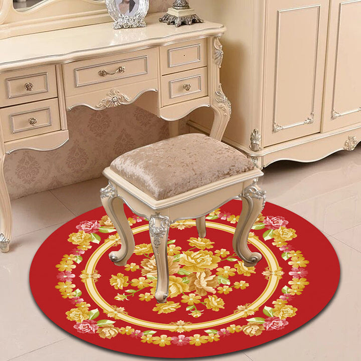 Lisslune | Victorian Bedroom Carpet Multicolored Peony Carpet Polyester Stain Resistant Washable Non-Slip Carpet