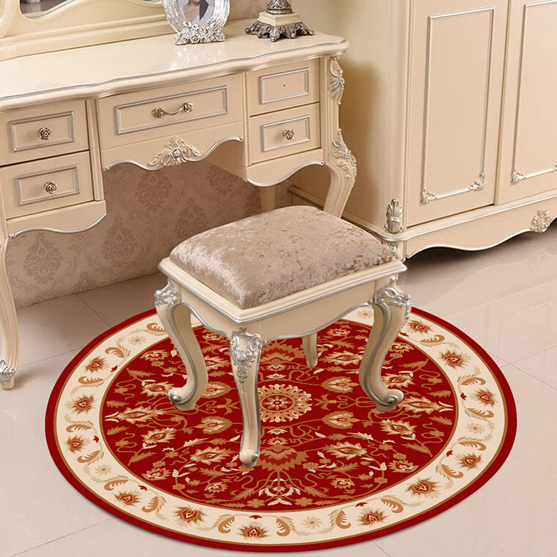 Lisslune | Victorian Bedroom Carpet Multicolored Peony Carpet Polyester Stain Resistant Washable Non-Slip Carpet