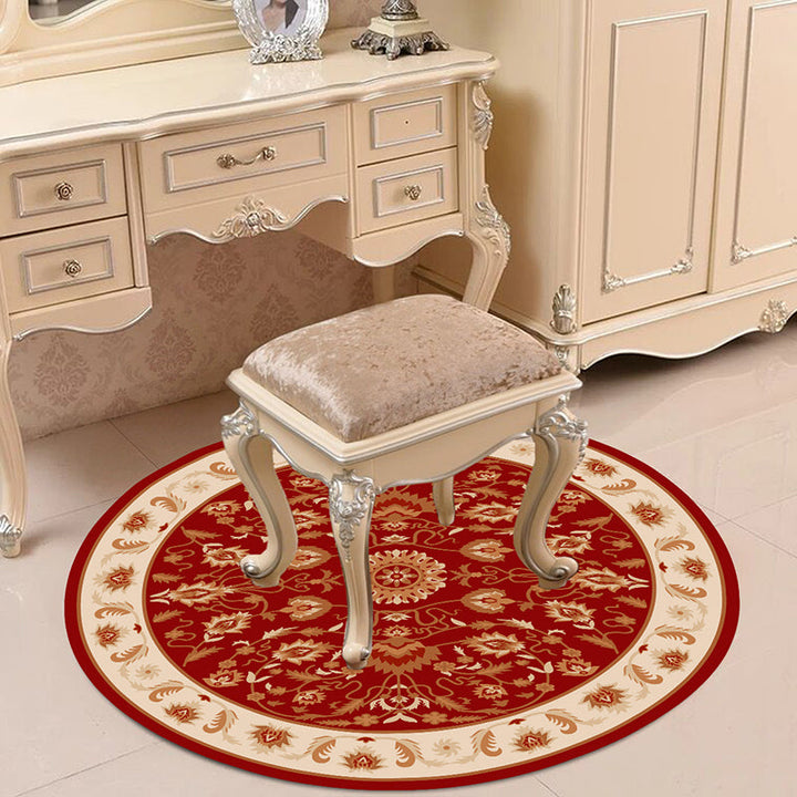 Lisslune | Victorian Bedroom Carpet Multicolored Peony Carpet Polyester Stain Resistant Washable Non-Slip Carpet