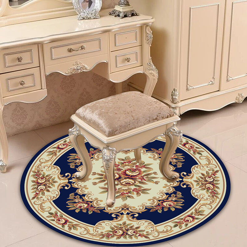 Lisslune | Victorian Bedroom Carpet Multicolored Peony Carpet Polyester Stain Resistant Washable Non-Slip Carpet