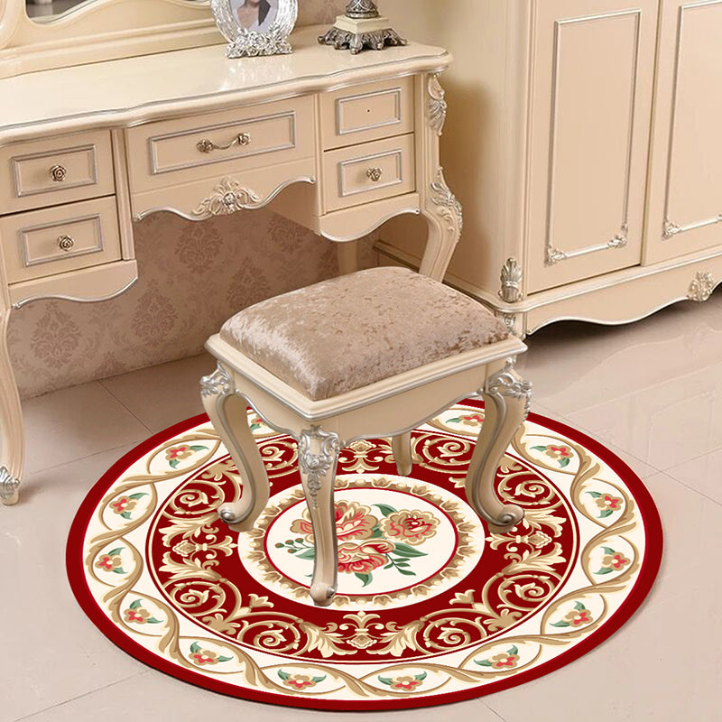 Lisslune | Victorian Bedroom Carpet Multicolored Peony Carpet Polyester Stain Resistant Washable Non-Slip Carpet