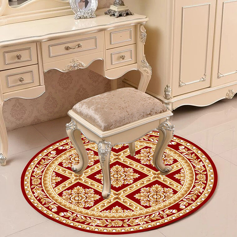 Lisslune | Victorian Bedroom Carpet Multicolored Peony Carpet Polyester Stain Resistant Washable Non-Slip Carpet