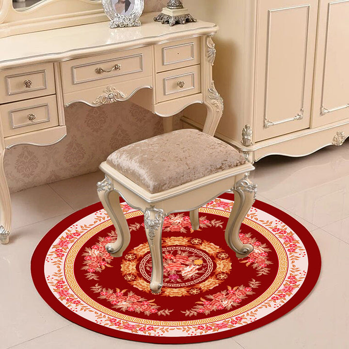 Lisslune | Victorian Bedroom Carpet Multicolored Peony Carpet Polyester Stain Resistant Washable Non-Slip Carpet