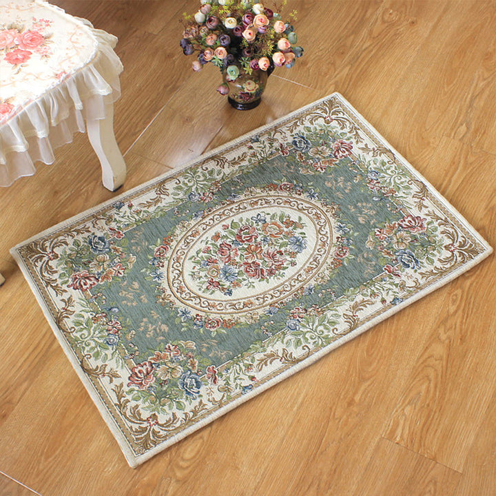 Lisslune | Classic Jacquard Carpet Multicolored Retro Carpet Polypropylene Stain Resistant Non-Slip Backing Washable Carpet for the Door