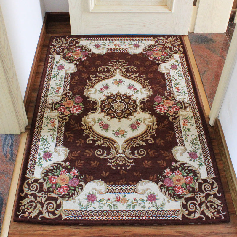 Lisslune | Classic Jacquard Carpet Multicolored Retro Carpet Polypropylene Stain Resistant Non-Slip Backing Washable Carpet for the Door