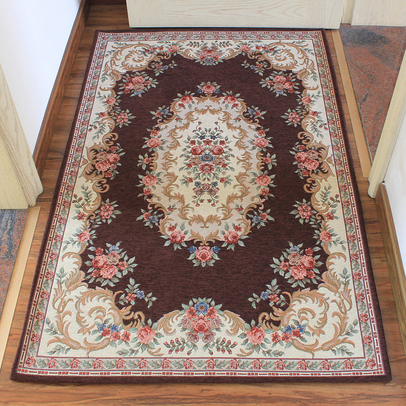 Lisslune | Classic Jacquard Carpet Multicolored Retro Carpet Polypropylene Stain Resistant Non-Slip Backing Washable Carpet for the Door