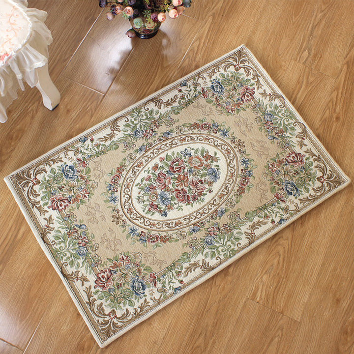 Lisslune | Classic Jacquard Carpet Multicolored Retro Carpet Polypropylene Stain Resistant Non-Slip Backing Washable Carpet for the Door