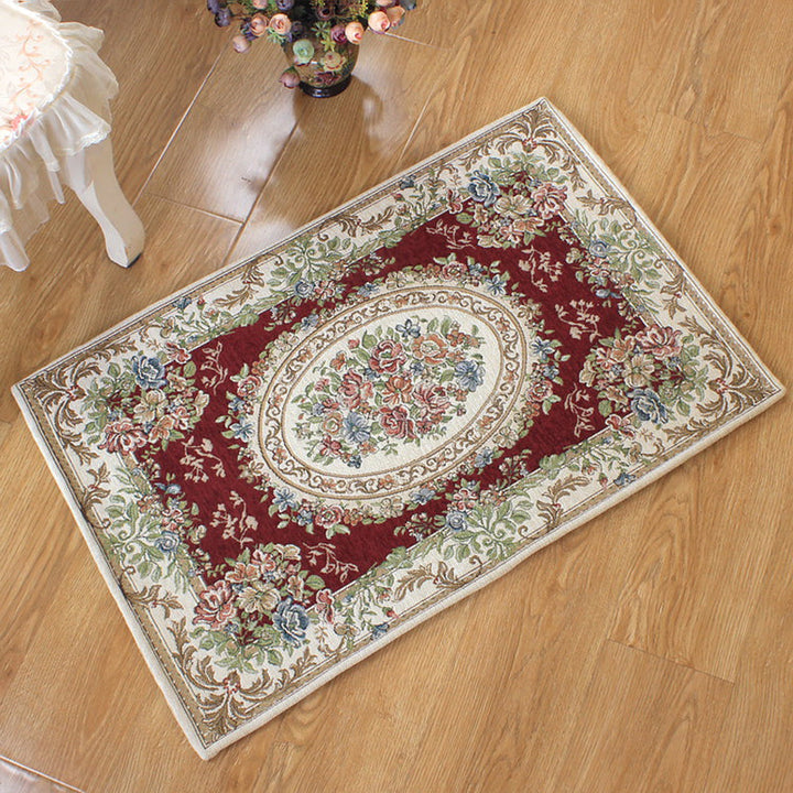 Lisslune | Classic Jacquard Carpet Multicolored Retro Carpet Polypropylene Stain Resistant Non-Slip Backing Washable Carpet for the Door