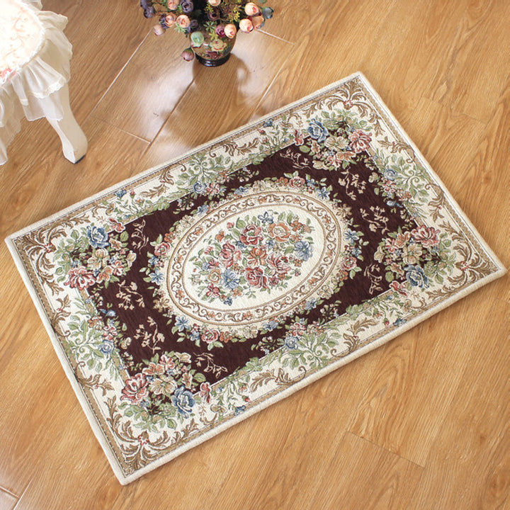 Lisslune | Classic Jacquard Carpet Multicolored Retro Carpet Polypropylene Stain Resistant Non-Slip Backing Washable Carpet for the Door