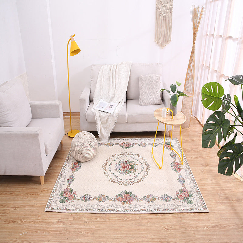 Lisslune | Victorian floral structure carpet Multicolor Synthetic carpet Washable Non-slip Stain-resistant carpet for bedroom
