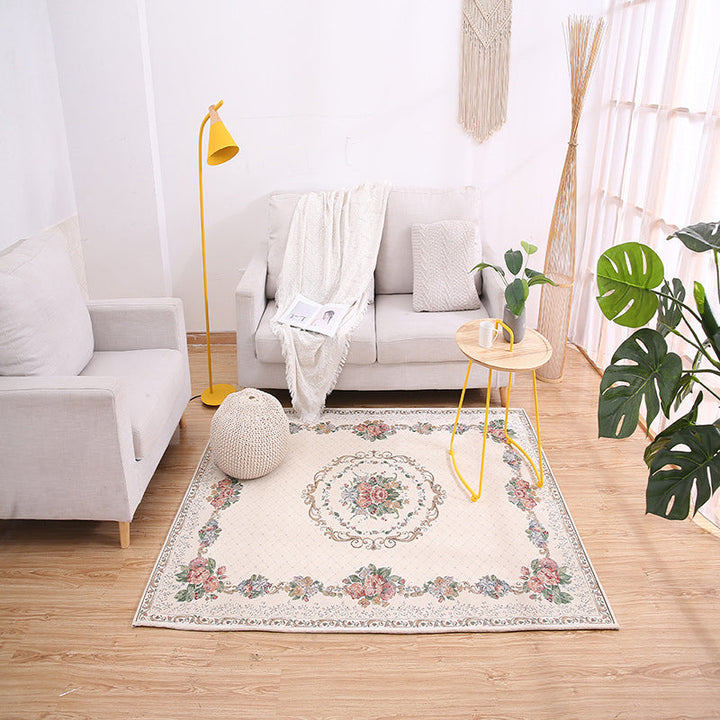 Lisslune | Victorian floral structure carpet Multicolor Synthetic carpet Washable Non-slip Stain-resistant carpet for bedroom