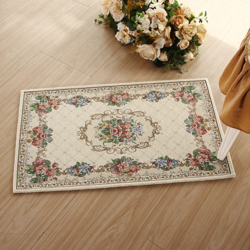 Lisslune | Victorian floral structure carpet Multicolor Synthetic carpet Washable Non-slip Stain-resistant carpet for bedroom