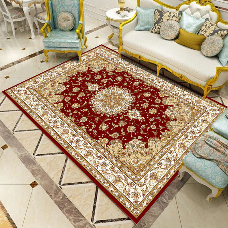 Lisslune | Beautiful multicolored jacquard rug polypropylene traditional rug stain-resistant washable non-slip backing rug for room