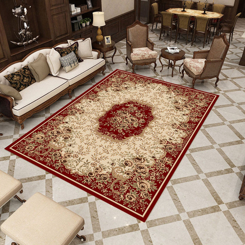 Lisslune | Beautiful multicolored jacquard rug polypropylene traditional rug stain-resistant washable non-slip backing rug for room