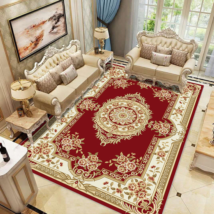 Lisslune | Beautiful multicolored jacquard rug polypropylene traditional rug stain-resistant washable non-slip backing rug for room