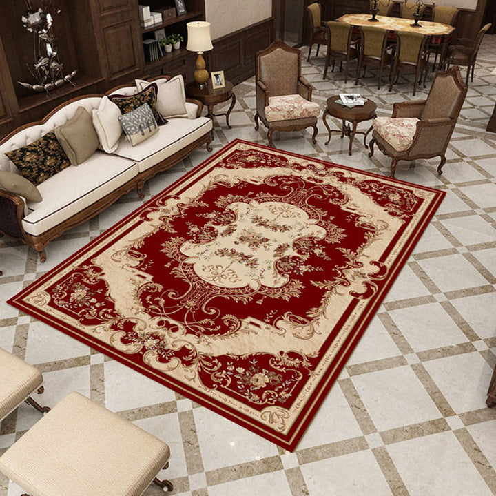 Lisslune | Beautiful multicolored jacquard rug polypropylene traditional rug stain-resistant washable non-slip backing rug for room